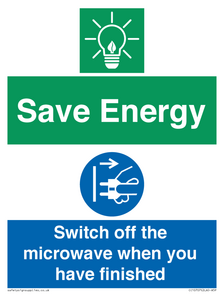 Save energy. Switch off the microwave when you have finished